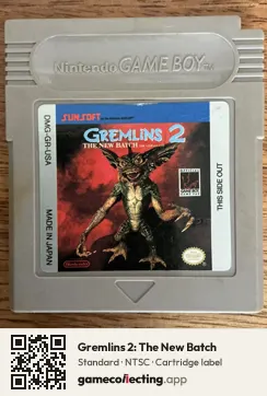 Gremlins 2: The New Batch Game Boy, NTSC cartridge label