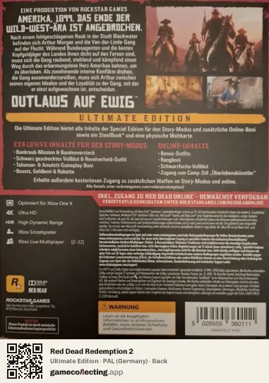 Red Dead Redemption 2 Xbox One, Germany box back