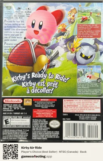 Kirby Air Ride Nintendo GameCube, Canada box back