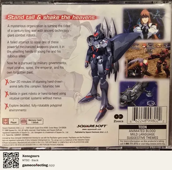 Xenogears PlayStation, NTSC box back