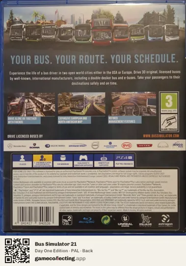 Bus Simulator 21 PlayStation 4, PAL box back
