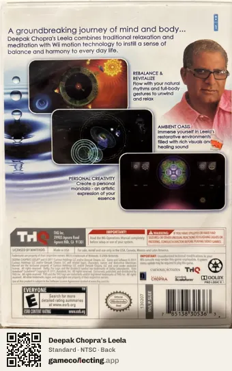Deepak Chopra's Leela Nintendo Wii, NTSC box back