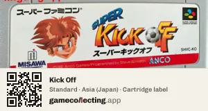Kick Off Super Nintendo Entertainment System, Asia cartridge label