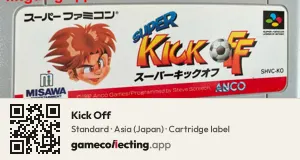 Kick Off Super Nintendo Entertainment System, Asia cartridge label