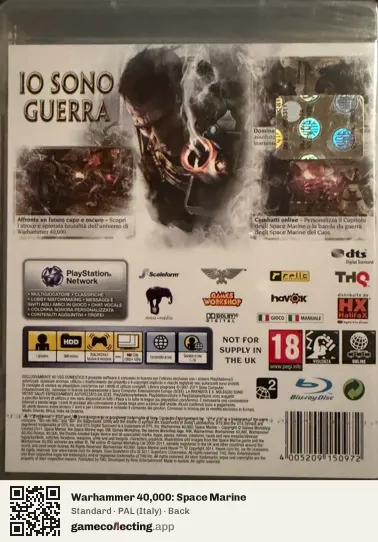 Warhammer 40,000: Space Marine PlayStation 3, Italy box back