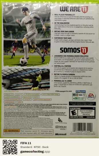 FIFA 11 Xbox 360, NTSC box back