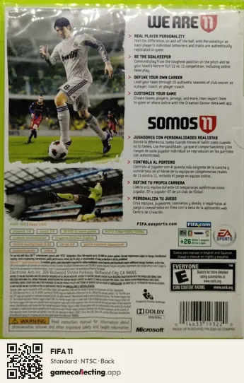 FIFA 11 Xbox 360, NTSC box back