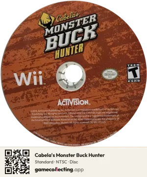 Cabela's Monster Buck Hunter Nintendo Wii, NTSC disc