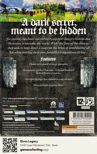 Elven Legacy Computer, PAL box back