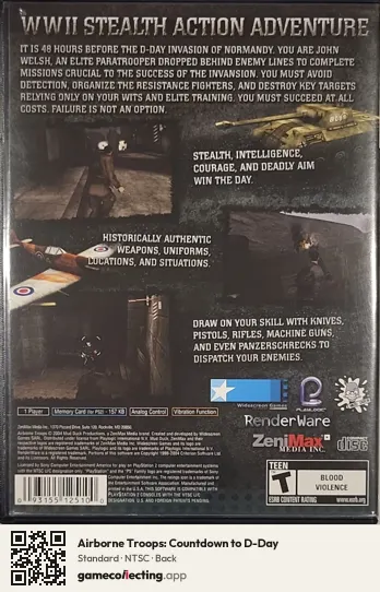 Airborne Troops: Countdown to D-Day PlayStation 2, NTSC box back