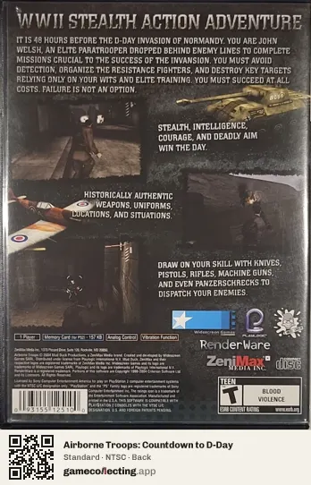 Airborne Troops: Countdown to D-Day PlayStation 2, NTSC box back