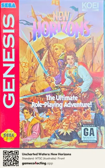 Uncharted Waters: New Horizons Sega Mega Drive / Genesis, Australia box front