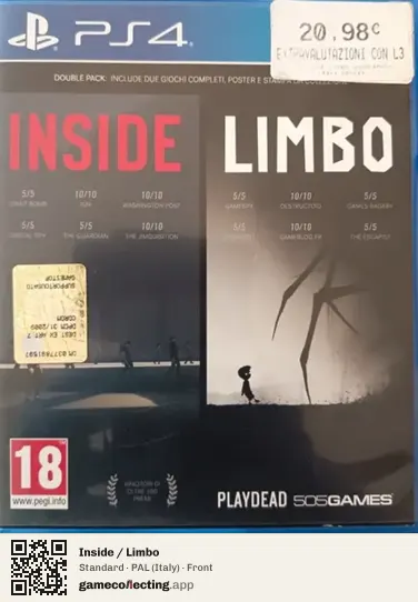 Inside / Limbo PlayStation 4, Italy box front