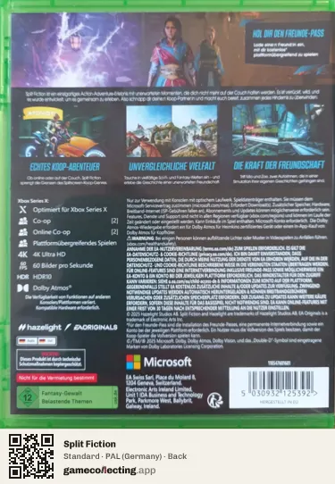 Split Fiction Xbox Series X, Germany box back