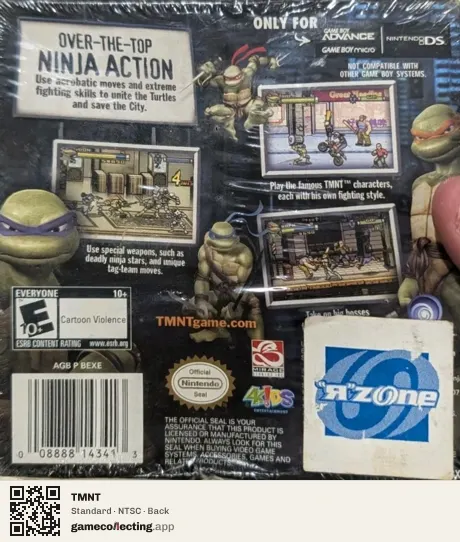 TMNT Game Boy Advance, NTSC box back