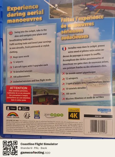Coastline Flight Simulator PlayStation 5, PAL box back