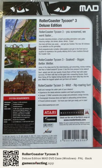 RollerCoaster Tycoon 3 Computer, PAL box back