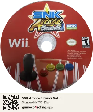 SNK Arcade Classics Vol. 1 Nintendo Wii, NTSC disc