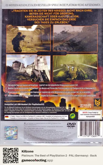 Killzone PlayStation 2, Germany box back