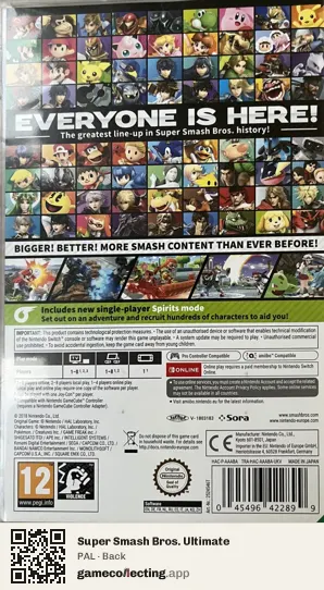 Super Smash Bros. Ultimate Nintendo Switch, PAL box back