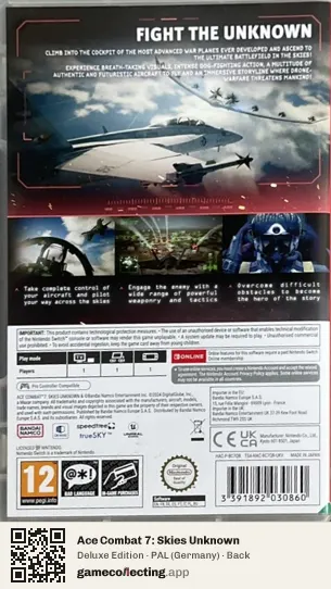 Ace Combat 7: Skies Unknown Nintendo Switch, Germany box back