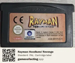 Rayman: Hoodlums' Revenge Game Boy Advance, PAL cartridge label