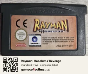 Rayman: Hoodlums' Revenge Game Boy Advance, PAL cartridge label