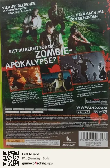 Left 4 Dead Xbox 360, Germany box back