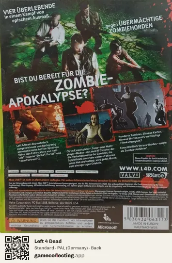 Left 4 Dead Xbox 360, Germany box back