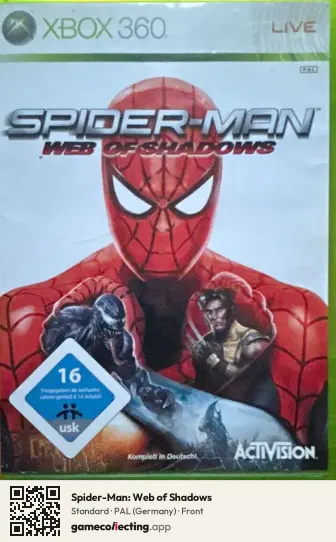 Spider-Man: Web of Shadows Xbox 360, Germany box front