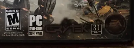 Crysis 2, the ESRB box on its front