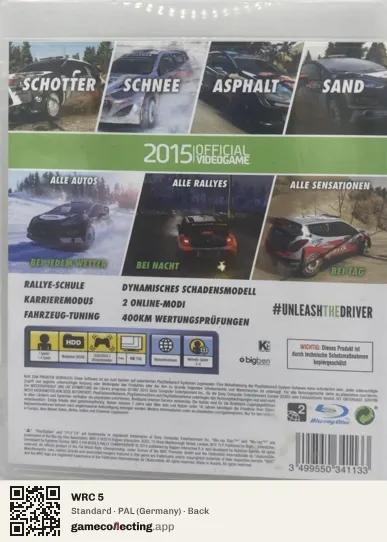 WRC 5 PlayStation 3, Germany box back