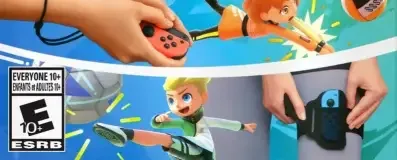 Nintendo Switch Sports, the ESRB box on its front