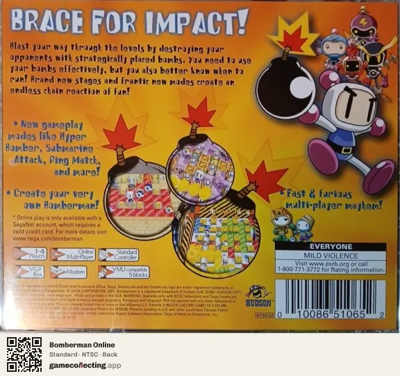 Bomberman Online Sega Dreamcast, NTSC box back