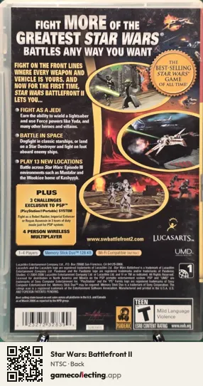 Star Wars: Battlefront II PlayStation Portable, NTSC box back