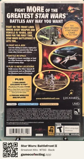 Star Wars: Battlefront II PlayStation Portable, NTSC box back