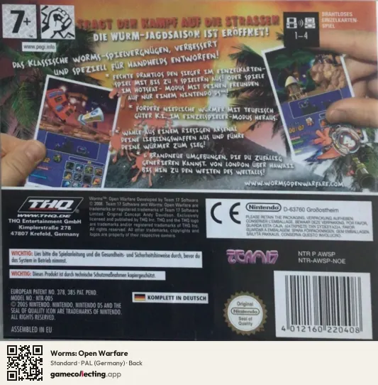 Worms: Open Warfare Nintendo DS, Germany box back