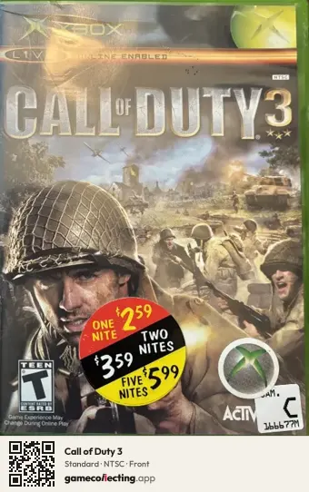 Call of Duty 3 Xbox, NTSC box front