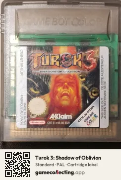 Turok 3: Shadow of Oblivion Game Boy Color, PAL cartridge label