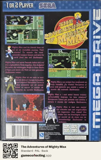 The Adventures of Mighty Max Sega Mega Drive / Genesis, PAL box back