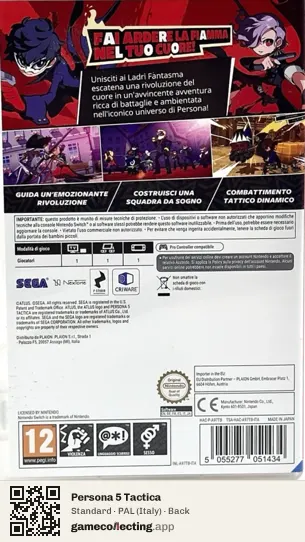Persona 5 Tactica Nintendo Switch, Italy box back