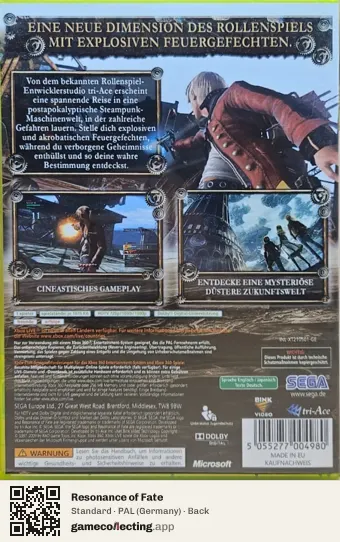 Resonance of Fate Xbox 360, Germany box back