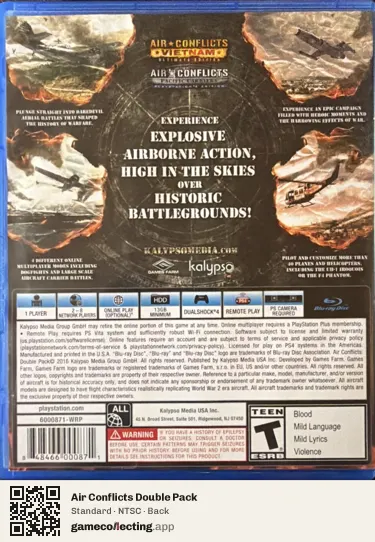 Air Conflicts Double Pack PlayStation 4, NTSC box back