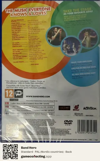 Band Hero PlayStation 2, Nordic countries box back