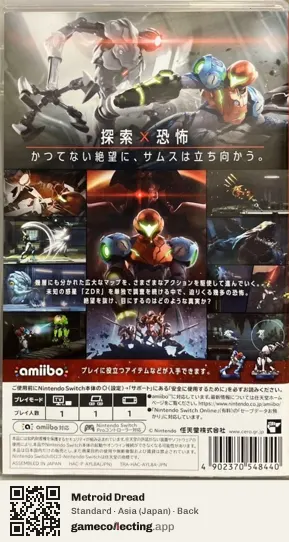 Metroid Dread Nintendo Switch, Japan box back