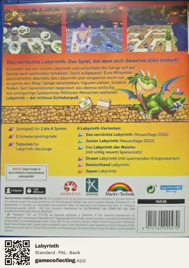 Labyrinth PlayStation 5, PAL box back