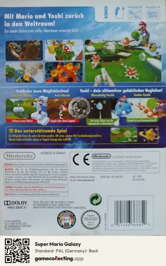 Super Mario Galaxy Nintendo Wii, Germany box back