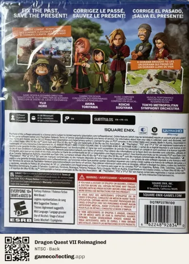 Dragon Quest VII Reimagined PlayStation 5, NTSC box back
