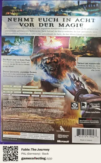 Fable: The Journey Xbox 360, Germany box back