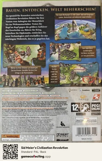 Sid Meier's Civilization Revolution Xbox 360, PAL box back